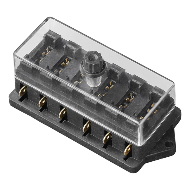 ProPlus Waterdichte zekeringsdoos - 6 polig - 6 zekeringen - 30 amp - transparant deksel