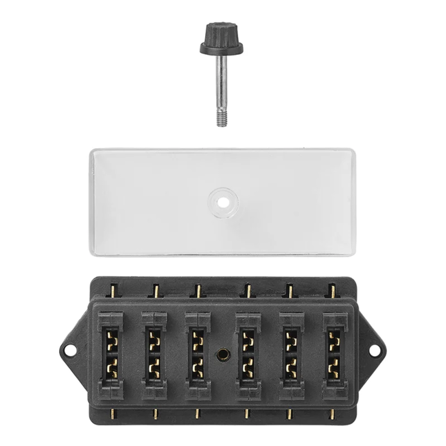 ProPlus Waterdichte zekeringsdoos - 6 polig - 6 zekeringen - 30 amp - transparant deksel