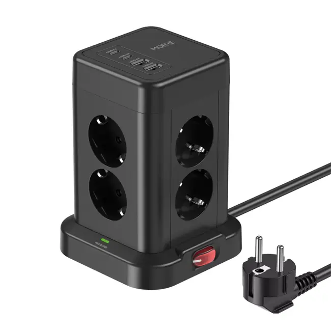 MORRE 12-in-1 toren stekkerdoos met 8 stopcontacten en USB-C en USB-A