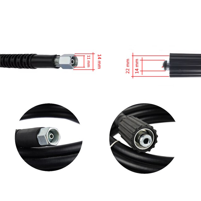 GEKO Hogedrukslang - 10m - 180 bar - 60°C - 14/22 mm aansluitingen