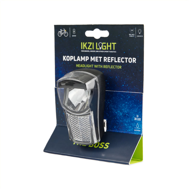 Ikzilight Koplamp met krachtige LED en reflector - 30 Lux - Zichtbaar tot 1200 meter - Voorvorkbevestiging