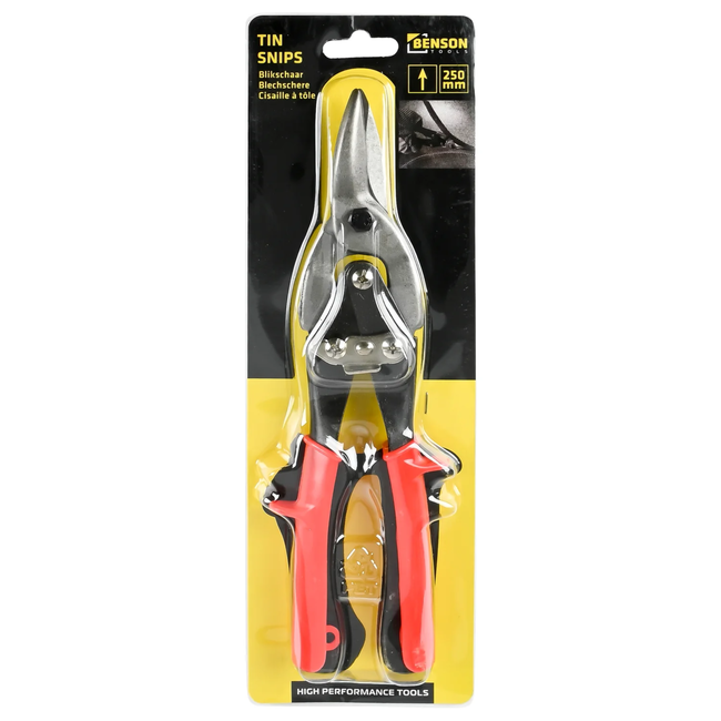 Benson Blikschaar - Rechte Knip - Rood Handvat - Hefboomoverbrenging - Precisie