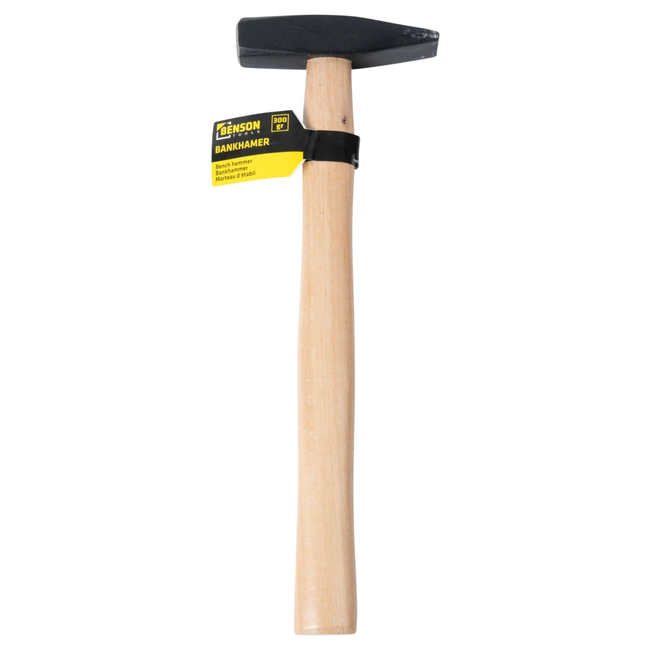 Benson Bankhamer - 300 gram - platte kop - houten steel - onbreekbare handgreep