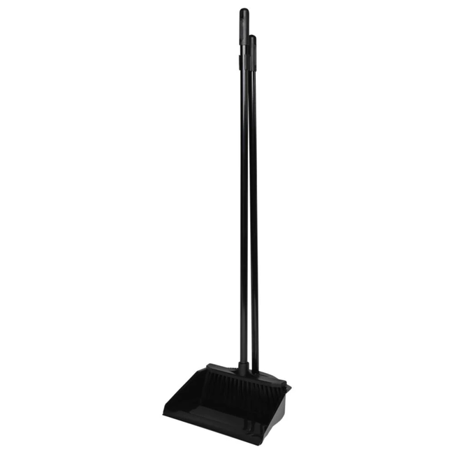 Benson Stoffer en blik op steel - Zwart - Efficiënt schoonmaken zonder bukken