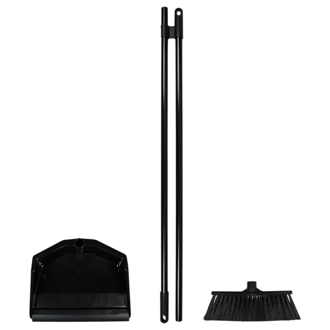 Benson Stoffer en blik op steel - Zwart - Efficiënt schoonmaken zonder bukken