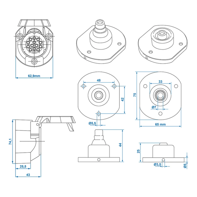 ProPlus Stekkerdoos - 13-polig - PVC - met afdichtingsrubber - zwart