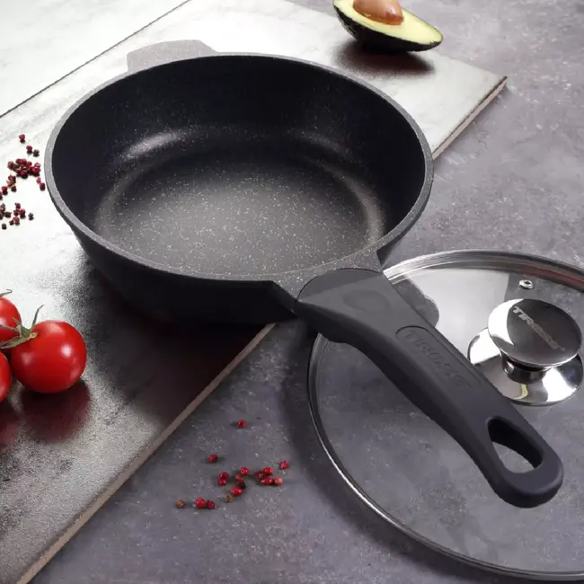 TIROSS Koekenpan met marmer coating 24 cm voor gas elektrisch keramisch en inductie koken
