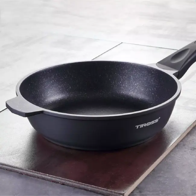 TIROSS Koekenpan met marmer coating 24 cm voor gas elektrisch keramisch en inductie koken