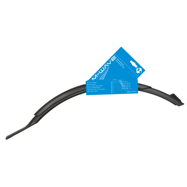 M-Wave Spatbordenset - Variabele Clipbevestiging - Lange Spatbescherming - Kunststof - 26-29 inch - Zwart