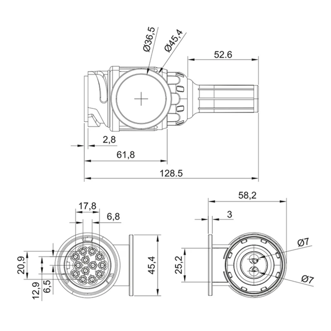 ProPlus 13-polige stekker - PVC - 2-gaats tule - type Jaeger