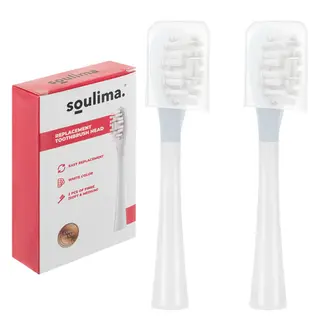 Soulima Set van 2 opzetborstels voor Soulima X800 sonische tandenborstel zacht en medium wit