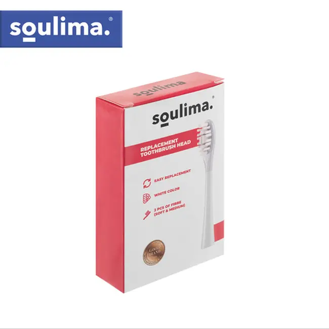 Soulima Set van 2 opzetborstels voor Soulima X800 sonische tandenborstel zacht en medium wit