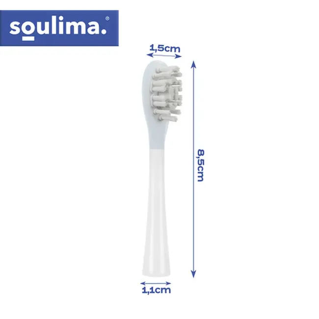 Soulima Set van 2 opzetborstels voor Soulima X800 sonische tandenborstel zacht en medium wit