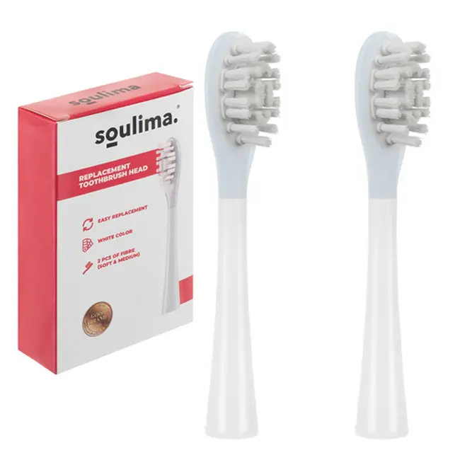 Soulima Set van 2 opzetborstels voor Soulima X800 sonische tandenborstel zacht en medium wit