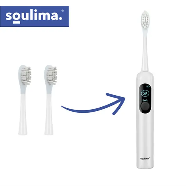 Soulima Set van 2 opzetborstels voor Soulima X800 sonische tandenborstel zacht en medium wit