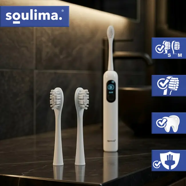 Soulima Set van 2 opzetborstels voor Soulima X800 sonische tandenborstel zacht en medium wit