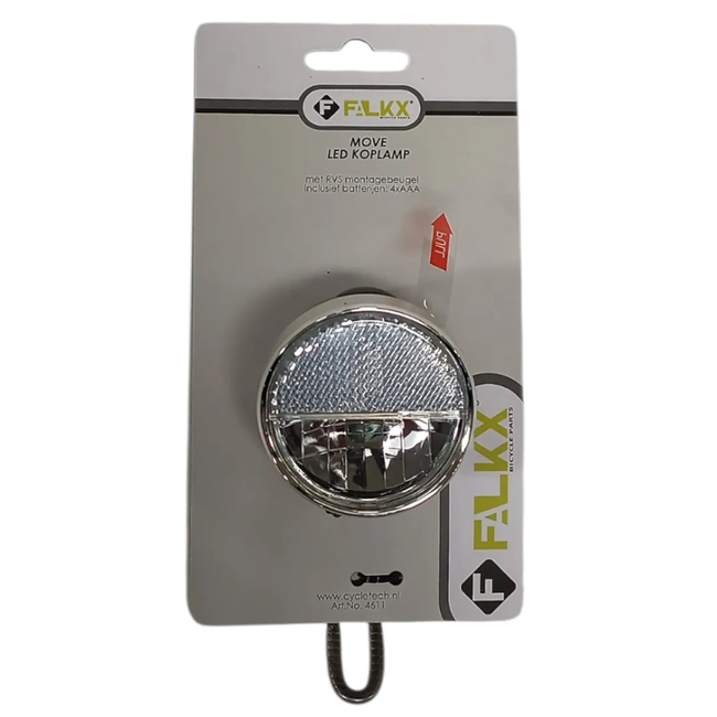 Falkx Koplamp LED - Krachtige verlichting - 500m zicht - Inclusief batterijen - RVS montagebeugel - Zwart