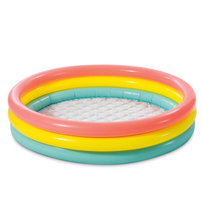 Intex Regenboog peuterbadje 114 x 25 cm met opblaasbare bodem voor tuin of terras