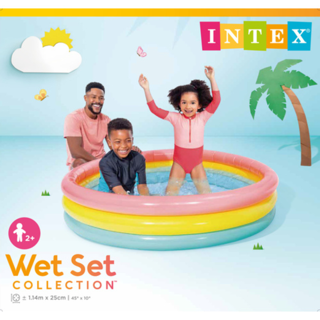 Intex Regenboog peuterbadje 114 x 25 cm met opblaasbare bodem voor tuin of terras