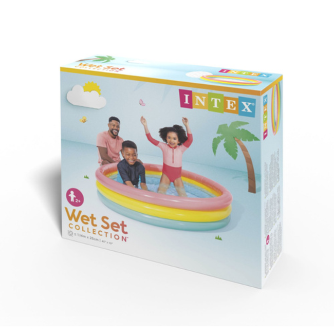 Intex Regenboog peuterbadje 114 x 25 cm met opblaasbare bodem voor tuin of terras