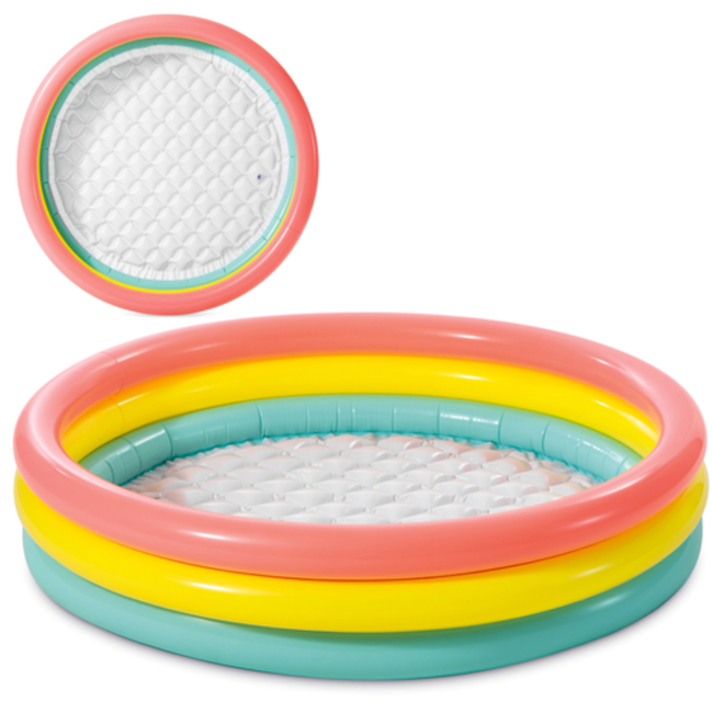 Intex Regenboog peuterbadje 114 x 25 cm met opblaasbare bodem voor tuin of terras