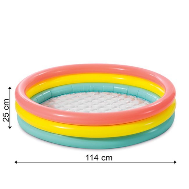Intex Regenboog peuterbadje 114 x 25 cm met opblaasbare bodem voor tuin of terras