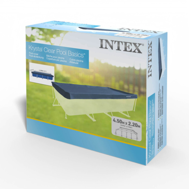 Intex Rechthoekige zwembadhoes 450 x 220 cm met afvoergaten en touwen voor frame zwembad