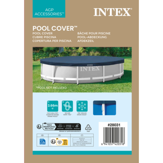 Intex Ronde zwembadhoes 366 cm met koord en afvoergaten voor frame zwembad