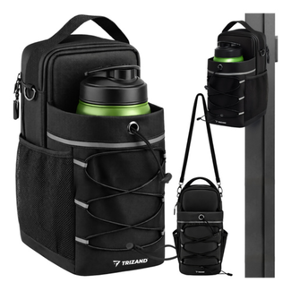 Trizand Zwarte gym organizer 4,5 l met fleshouder en ruimte voor telefoon en accessoires