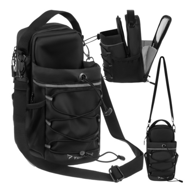 Trizand Zwarte gym organizer 4,5 l met fleshouder en ruimte voor telefoon en accessoires