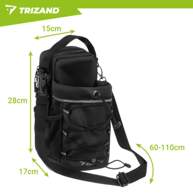 Trizand Zwarte gym organizer 4,5 l met fleshouder en ruimte voor telefoon en accessoires