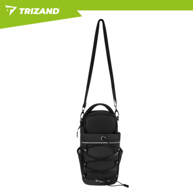 Trizand Zwarte gym organizer 4,5 l met fleshouder en ruimte voor telefoon en accessoires