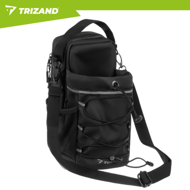 Trizand Zwarte gym organizer 4,5 l met fleshouder en ruimte voor telefoon en accessoires