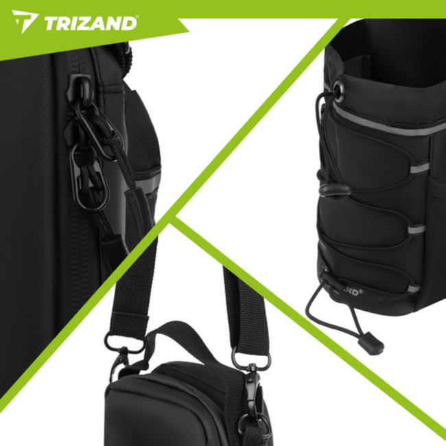 Trizand Zwarte gym organizer 4,5 l met fleshouder en ruimte voor telefoon en accessoires
