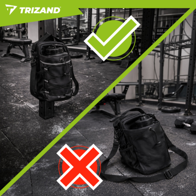 Trizand Zwarte gym organizer 4,5 l met fleshouder en ruimte voor telefoon en accessoires