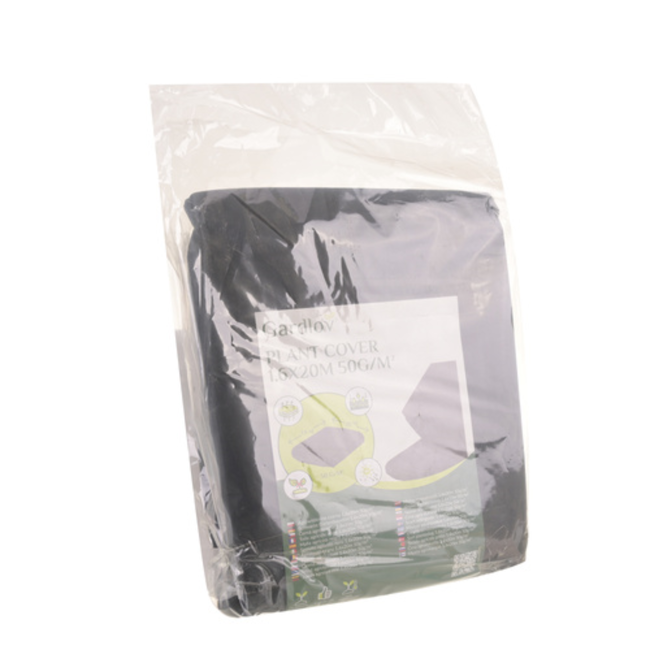 Gardlov Zwart agrotextiel 1,6 x 20 m 50 g/m² voor tuin, moestuin en onkruidbeheersing