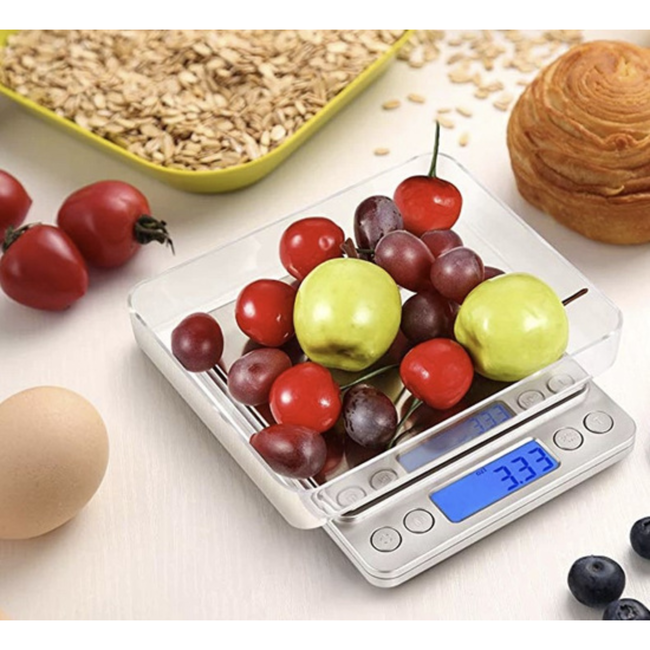 Ruhhy Digitale precisie weegschaal 500 g met lcd-display en tare functie voor keuken en fijne metingen