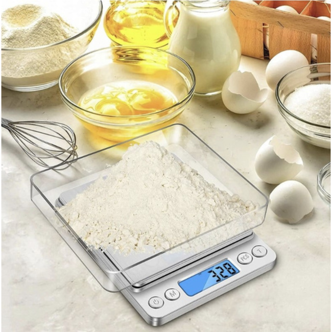 Ruhhy Digitale precisie weegschaal 500 g met lcd-display en tare functie voor keuken en fijne metingen