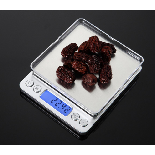 Ruhhy Digitale precisie weegschaal 500 g met lcd-display en tare functie voor keuken en fijne metingen