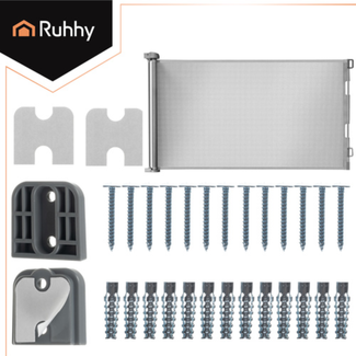 Ruhhy Grijs oprolbaar trap- en deurhekje zonder drempel tot 157 cm voor nette doorgangen