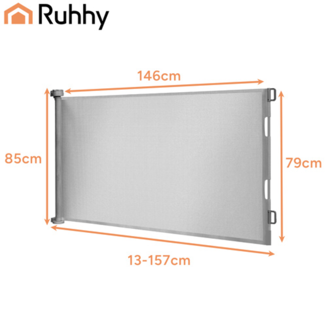 Ruhhy Grijs oprolbaar trap- en deurhekje zonder drempel tot 157 cm voor nette doorgangen