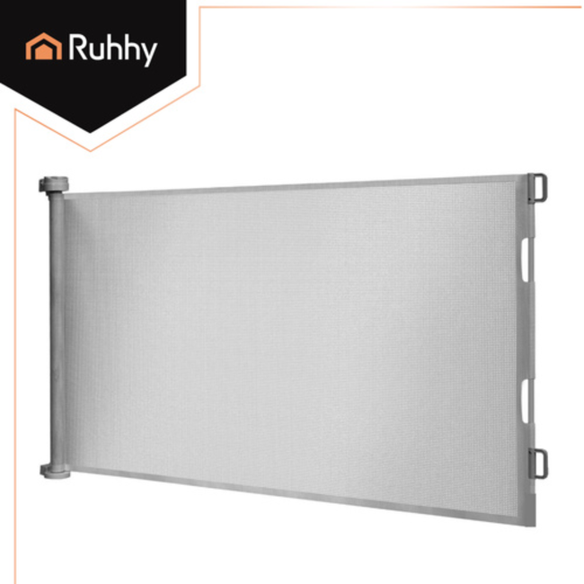 Ruhhy Grijs oprolbaar trap- en deurhekje zonder drempel tot 157 cm voor nette doorgangen