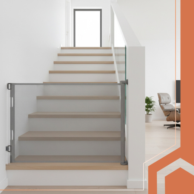 Ruhhy Grijs oprolbaar trap- en deurhekje zonder drempel tot 157 cm voor nette doorgangen