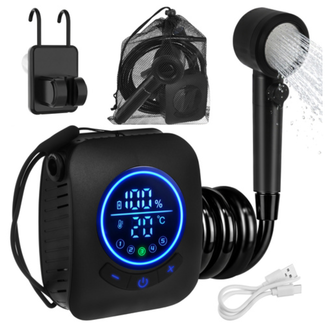 Trizand Oplaadbare campingdouche met pomp, LED-display en 8000 mAh batterij voor camping en tuin