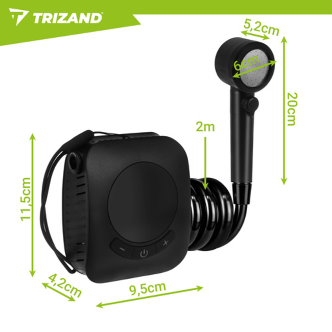 Trizand Oplaadbare campingdouche met pomp, LED-display en 8000 mAh batterij voor camping en tuin