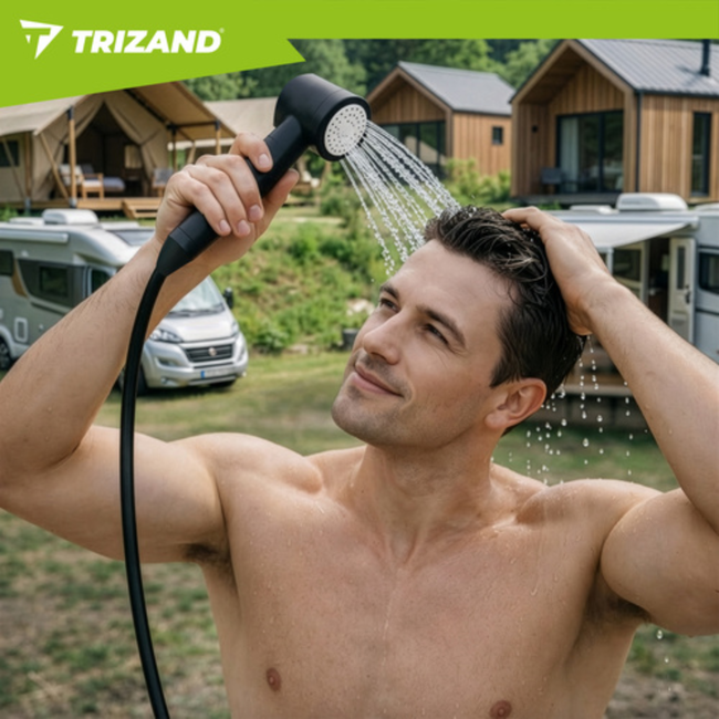 Trizand Oplaadbare campingdouche met pomp, LED-display en 8000 mAh batterij voor camping en tuin