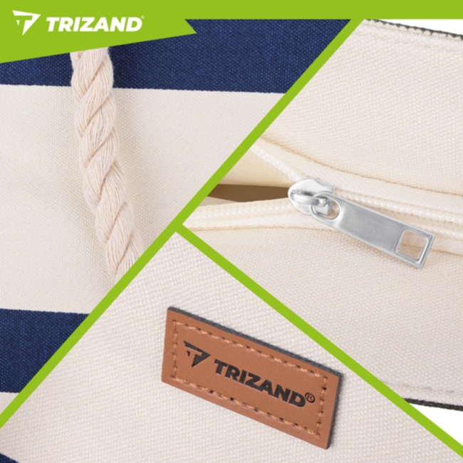 Trizand Grote waterdichte shopper voor strand, picknick en boodschappen met binnenvak en rits