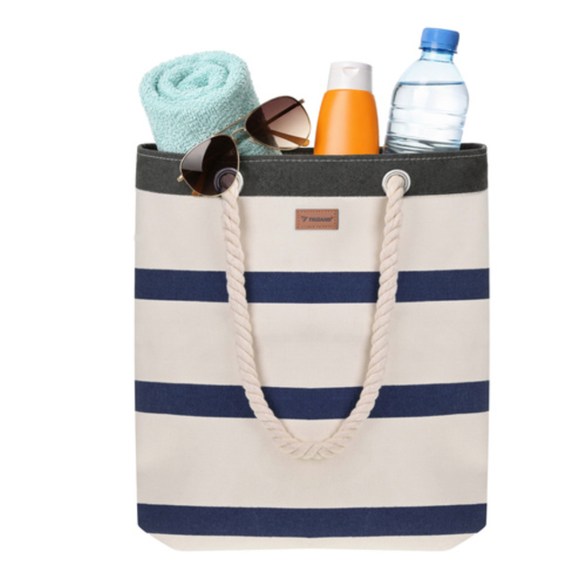 Trizand Grote waterdichte shopper voor strand, picknick en boodschappen met binnenvak en rits