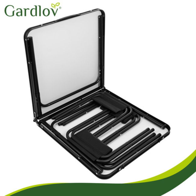 Gardlov Compacte campingtafel met 4 klapstoelen, verstelbare hoogte en koffermodel voor tuin of camping