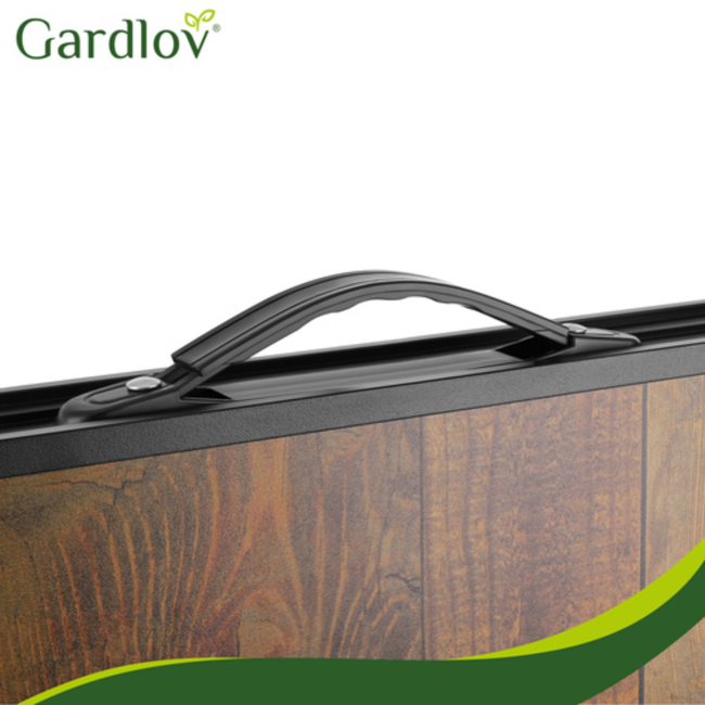 Gardlov Compacte campingtafel met 4 klapstoelen, verstelbare hoogte en koffermodel voor tuin of camping